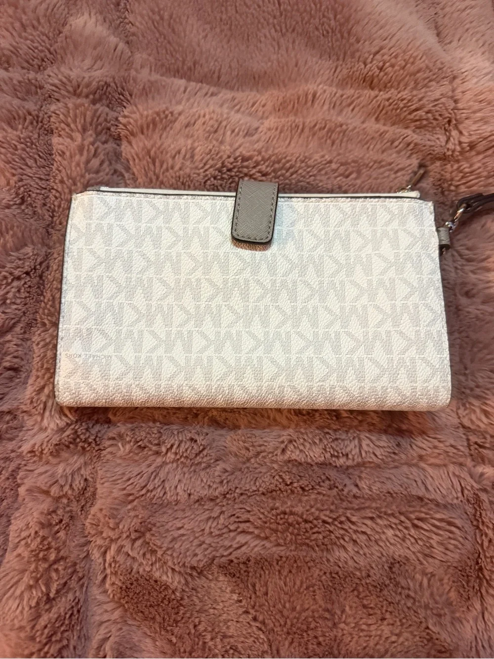 Michael Kors Metallic Silver Logo Wristlet Clutch